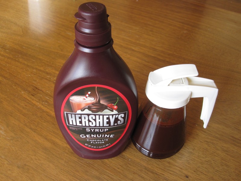 Homemade and store bought chocolate syrup