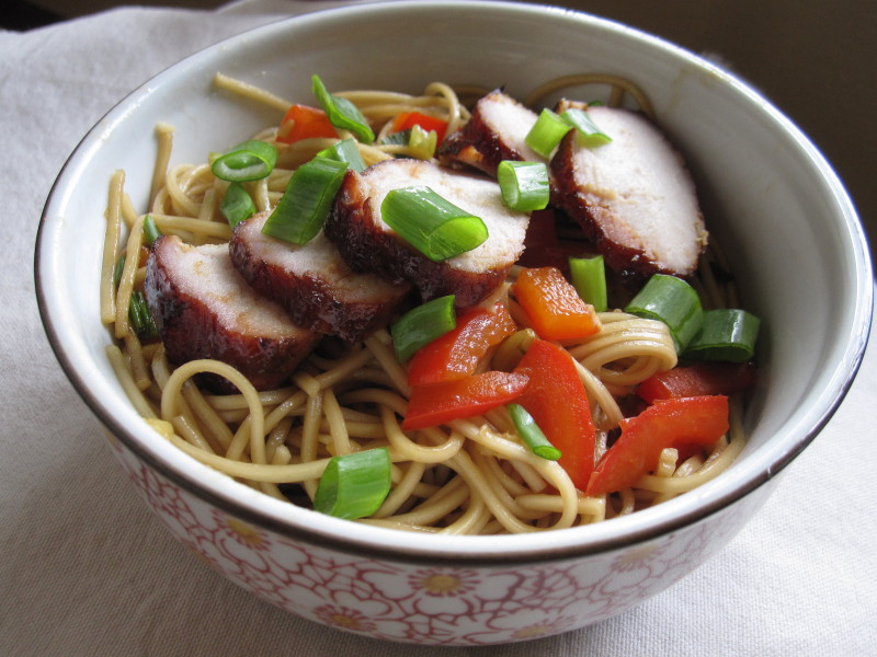 Lo Mein Noodles with Char Siu (Barbecued pork)