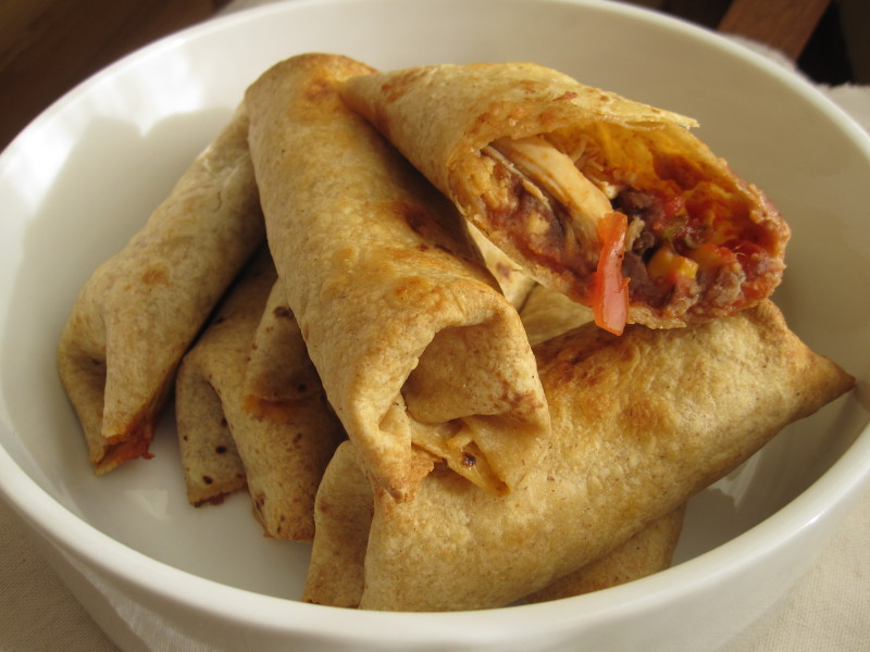 Baked Chicken and Bean Burritos