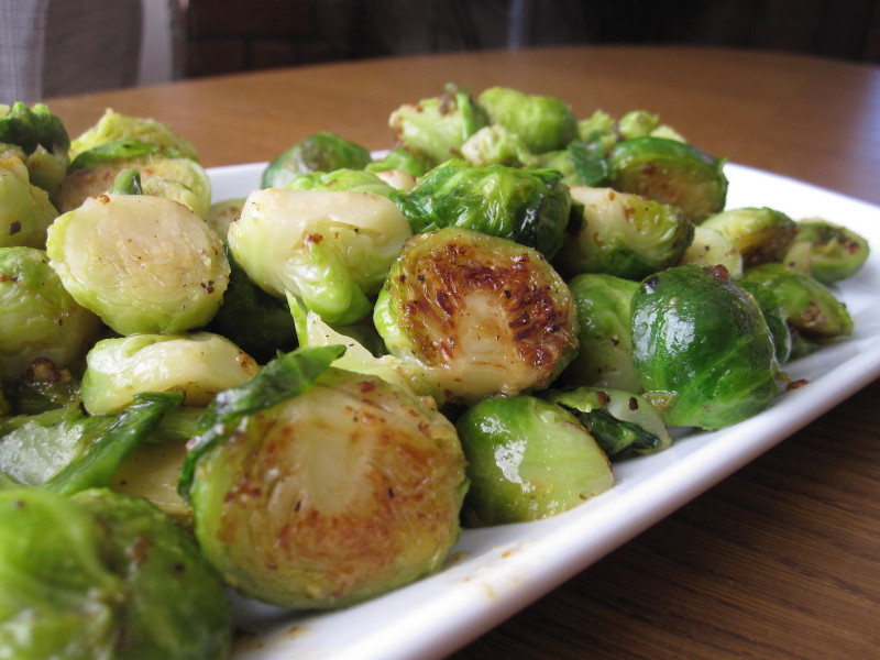 Honey Mustard Caramelized Brussels Sprouts